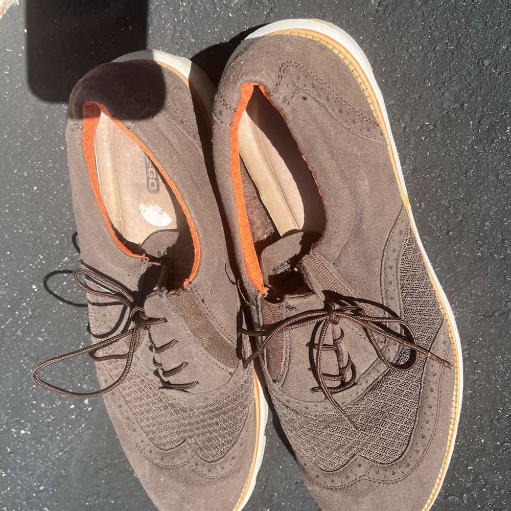 Men's Brown Suede Wingtip Lace-Up Shoes - Brand: